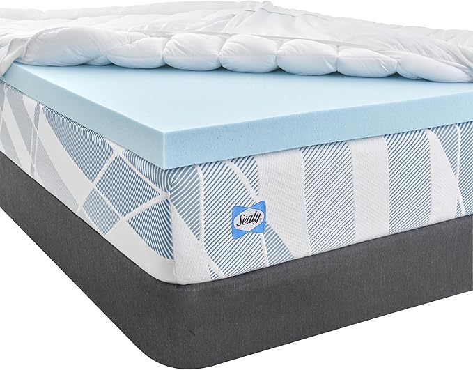 Sealy Dreamlife 3” Gel Memory Foam Twin Mattress Topper with 1” Quilted Cooling Cover, SealyComfort Gel Foam, SealyCool Poly Blend Cover