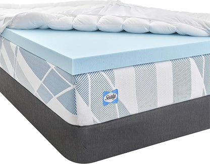 Sealy Dreamlife 3” Gel Memory Foam Queen Mattress Topper with 1” Quilted Cooling Cover, SealyComfort Gel Foam, SealyCool Poly Blend Cover