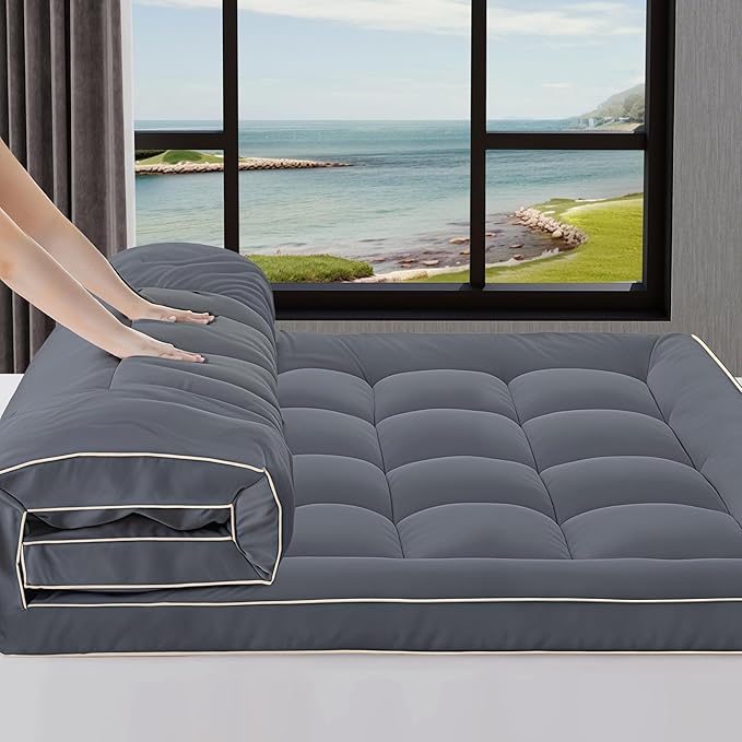 3 Inch Mattress Topper Queen Size Breathable Filled Soft Fluffy Supportive for Back Pain Relief, Bed Mattress Pad Pillow Topper with Extra Thick Padded Protector for 8"-21" Deep Pocket