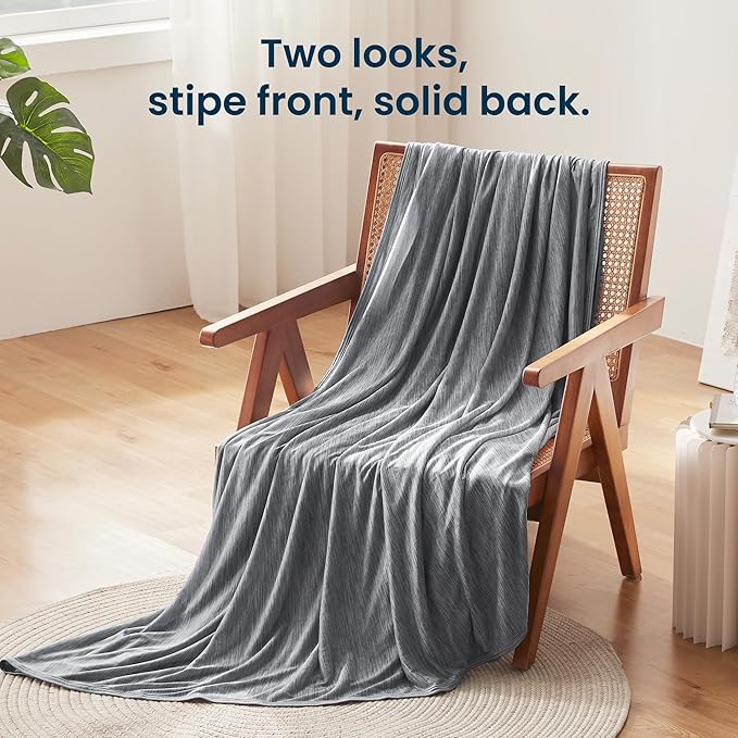 SLEEP ZONE Nanotex Cooling Blanket for Hot Sleepers, Double-Sided Throw Blanket for Couch and Bed, Summer Blanket Thin Lightweight Breathable, Keep Cool for Night Sweats (Dark Grey, 60''x90'')