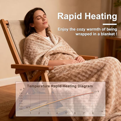 KINGTE Heated Blanket Electric Blanket Twin Size 62"x84" - Dual Sided Warm Sherpa & Bubble Plush,Electric Heating Blanket with 8 Heat Levels 6 Hours Auto-Off, Machine Washable, for Women