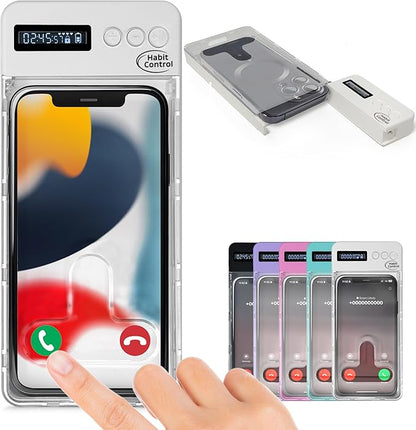Phone Lock Box - Timed Lock Box Cell Phone Locker, Safe Lockbox Bad Habit, Smartphone Jail with Timer Reduce Kids Adults Screen Time Improve Productivity, Family Time Container - White