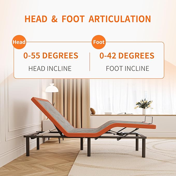ESHINE Adjustable Bed Frame with Mattress + 12 Inch Gel Memory Foam Mattress(Medium-Soft), Bluetooth APP Control, Wireless Remote, Zero Gravity, Anti Snore, Head and Foot Incline, Queen, 2000 Series