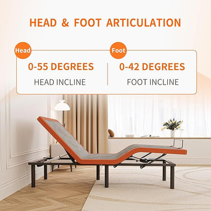 ESHINE Split King Adjustable Bed Frame with Mattress - 12 Inch Gel Memory Foam Mattress(Medium-Soft), Bluetooth APP Control, Wireless Remote, Zero Gravity, Anti Snore, Head and Foot Incline