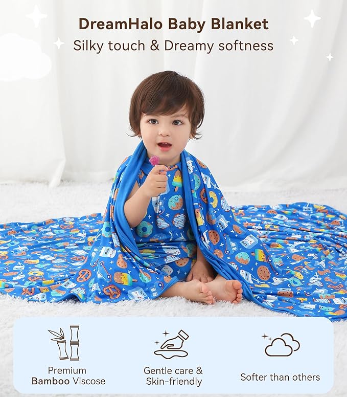 Premium Baby Blankets, Soft Viscose from Bamboo Blanket for Boys and Girls, Nursery Crib Bedding Quilt for Newborn and Toddler, Cooling for Hot Sleepers, 50'' x 50'' Cookies