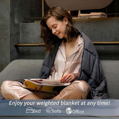 Smart Queen Weighted Blanket for Adults (5 lbs, 41"x 60", Throw Size), Soft Heavy Throw Blanket for Napping, Bed & Fall Season, Machine Washable, Soft Cotton