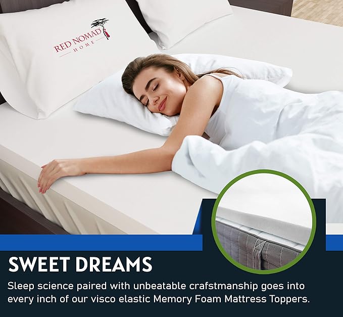 Memory Foam Mattress Pad 4 Inch - Twin Size Mattress Topper for Back Pain Relief. Breathable, Comfortable Cooling Bed Pad/Made in The USA