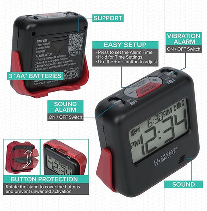 La Crosse Technology 617-147 Buzz Digital Alarm Clock with Vibration and Loud Sound