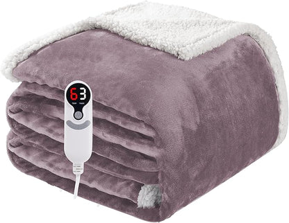 Electric Heated Blanket Full Size 72"x84", Soft Flannel with Overheat Protection, 9 Adjustable Heat Settings & 10-Hour Auto-Off Timer, Fast Heating for Winter Comfort, Purple