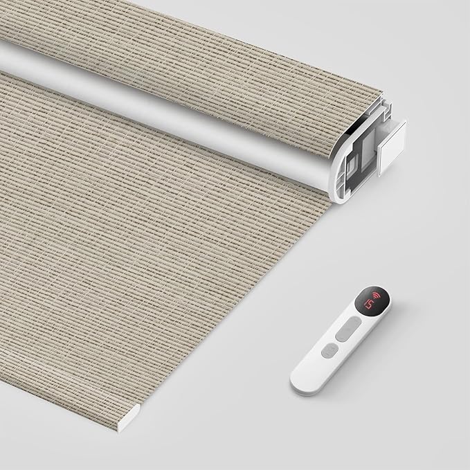 Bringnox No Drill Motorized Blinds with Remote,Blackout Windows,with Apple Homekit,Alexa,Google, with App,Voice Control Custom Size