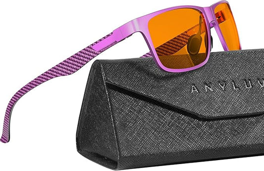 ANYLUV Blue Light Blocking Glasses Men Computer Gaming Glasses Lightweight Al-Mg Metal Anti Eyestrain Eye Protection