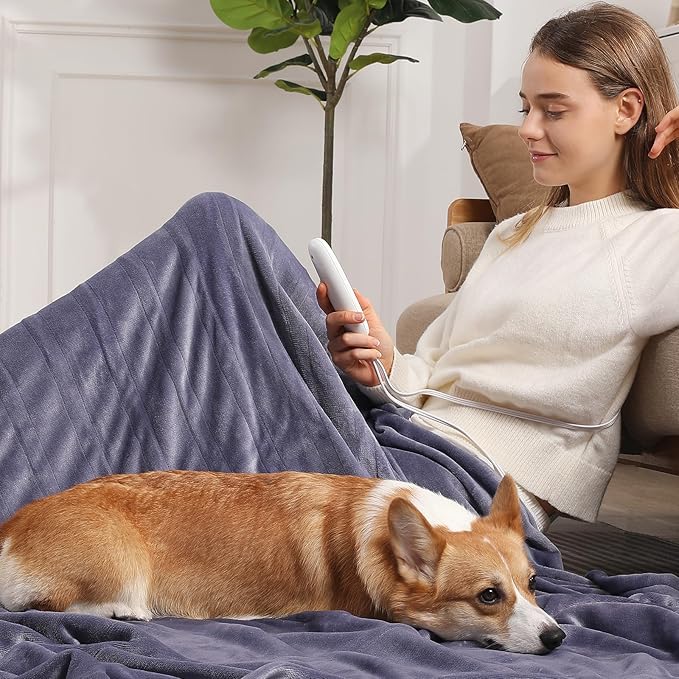 Electric Blanket Full Size Heated Blanket 72''X84'', Purple Heating Blanket Ultra Warm Flannel Electric Heating Blanket with 5 Heat Settings & 10 Hours Auto-Off, Ideal for Grandma Gifts(Lavender)