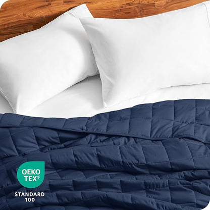 Bare Home Weighted Blanket Full or Queen Size 12lb (48" x 72") for Adults - All-Natural 100% Cotton - Premium Heavy Blanket Nontoxic Glass Beads (Dark Blue, 48"x72")