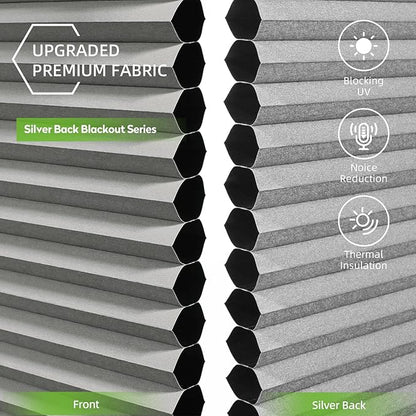 ZSTARR Motorized Skylight Shades Blackout Cellular Honeycomb Electric Blinds with Solar Panel Cordless Rechargeable with Remote for Roof and Slanted Windows (Blackout Mercury Ash)