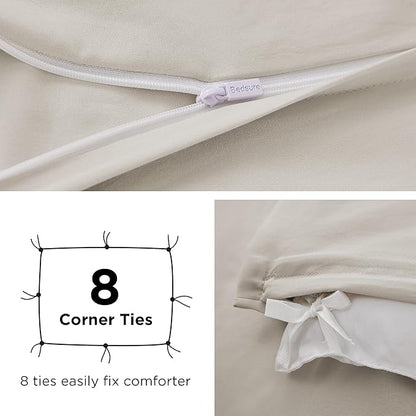 Bedsure Duvet Cover with Fitted Sheet King - Warm Deep Pocket, Hotel Luxury Soft Double Brushed Bedding Set with Zipper Closure, 1 Duvet Cover, 1 Fitted Sheet, 2 Pillow Shams, NO Comforter, Linen