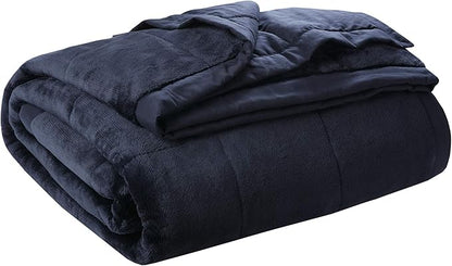 Madison Park MP51-6382 Coleman Cozy Reversible Blanket, Luxury Plush Season Down Alternative Cover for Bed, Couch and Sofa, King(108"x90"), Navy