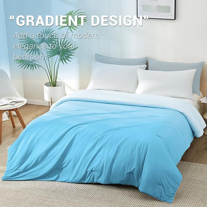 Elegear Cooling Comforter King Size Absorbs Body Heat to Keep Cool, Double-Sided Cooling Blanket for Hot Sleepers Arc-Chill Cool Fabric Q-Max>0.5, Lightweight Summer Comforter Ice Blanket, Light Blue