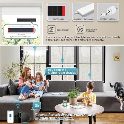 SmartWings Motorized Light Filtering Shades, 50% Blackout PVC Free Smart Blinds, Custom Size, Rechargeable Battery, Works with Matter/Apple HomeKit, Alexa, Thread/Zigbee, Remote Optional, 50% Pearl