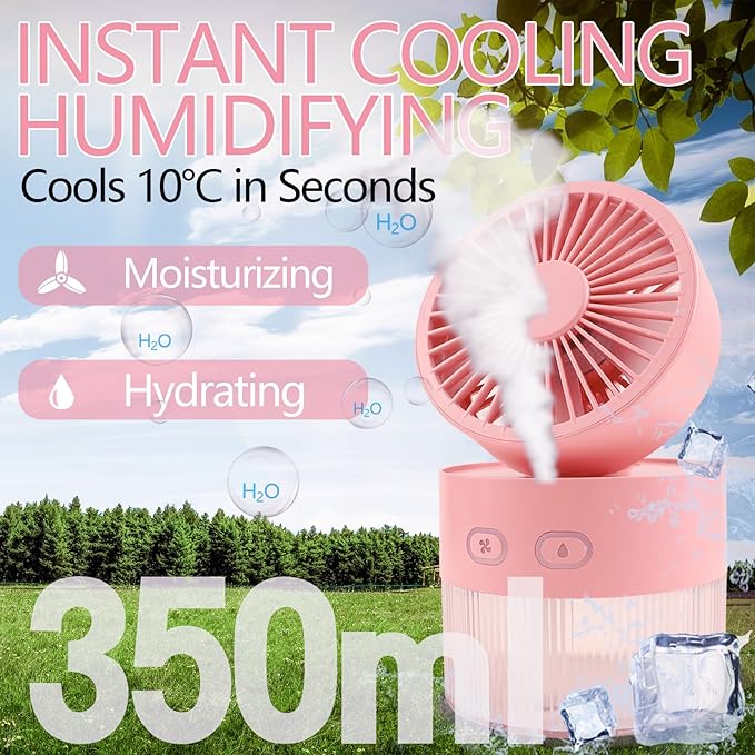 Kylara Mini Humidifier for Office Desk & Bedroom - 350mL Portable USB Personal Humidifiers with Auto Shut-Off, Travel Friendly