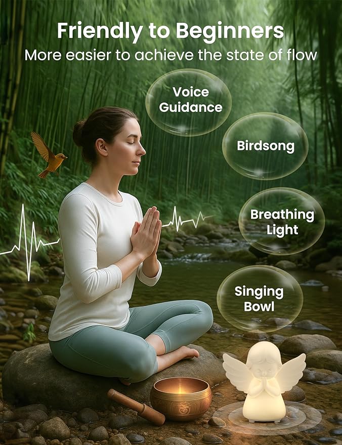 ZonLi Guided Breathing Light - Meditation Accessory for Mindfulness, Anxiety Relief in Calm Down Corner, White Noises for Stress Relief, Relaxation & Peaceful Sleep, Self-Care Gizmo for Adults & Kids