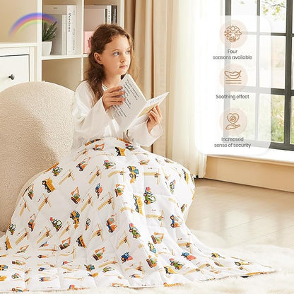 HOSUKKO Weighted Blanket - 10 lbs Engineering Vehicles Heavy Blanket - Breathable Blanket(41 * 60 inches, 10 lbs)