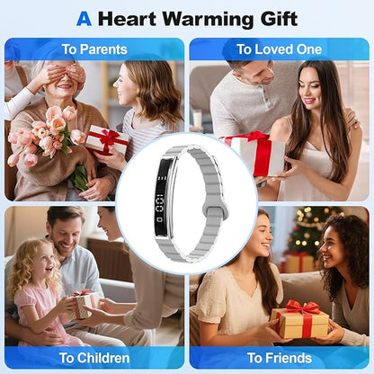 Smart Bracelet for Women Men, Health Activity Fitness Trackers, 24/7 Heart Rate, Blood Oxygen & Stress Monitor, 24H Sleep Tracker, Smart Wristband with Free APP 2 Bands, Grey