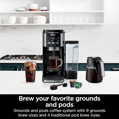Ninja | Drip Coffee Maker | DualBrew Pro Hot & Iced Coffee Machine | Use with K-Cup Coffee Pods | 3 Brew Styles (Classic, Rich, & Iced) | 60oz Removable Reservoir & Dishwasher Safe | Black | CFP101