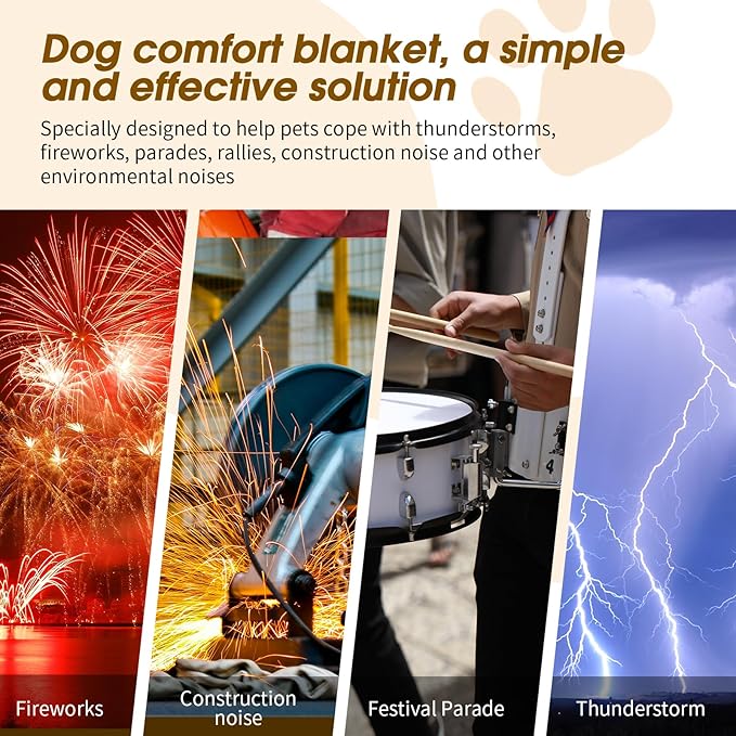 Yescool Purple Weighted Blanket for Dogs, 3 lb Thunder Blankets Shirt for Dogs, 36 x 48 inch Medium Puppy Blanket for 20-45lb, Weighted Pet Blankets for Thunderstorms, Fireworks and Construction Noise