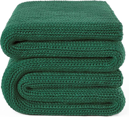 Guohaoi Knitted Weighted Blanket for Adults (Green 60"x80" 25lbs) No Beads Cooling Throw Blanket for Hot Sleepers, Home Decor Breathable Chunky Knit Heavy Blanket Use on Queen/King Size Bed