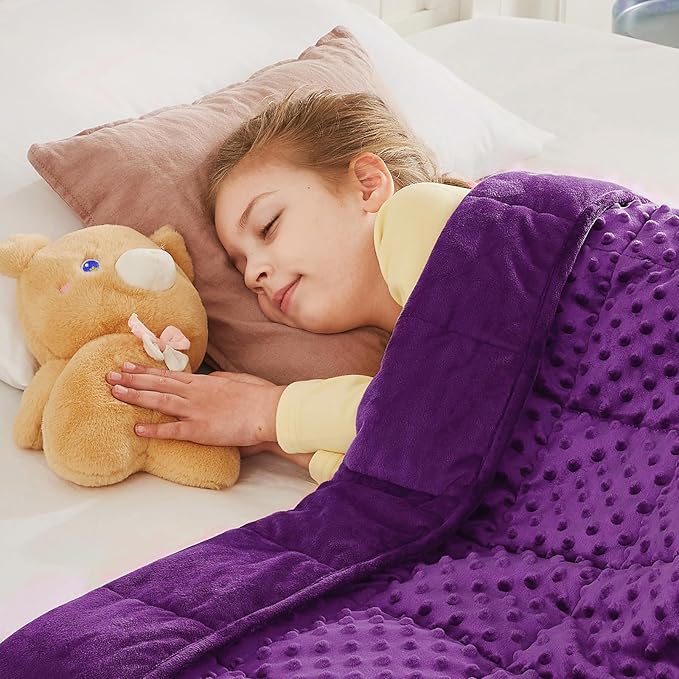 CuteKing Weighted Blanket - 36"x48" 5lbs Minky Dots Heavy Blanket with Glass Beads Soft Breathable for All-Season Summer Fall Winter Thick Comfort for Sleeping