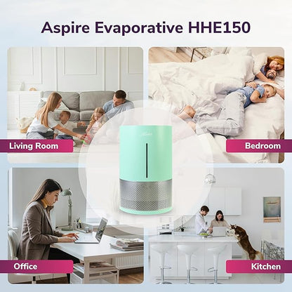 HHE150 Hunter Aspire 4.8L Evaporative Humidifier with PermaWick Filter (4.8L) - Remove Contaminants & White Dust for Clean Mist & Air – Medium Humidifier for Home, Bedroom, or Dorm - Aqua