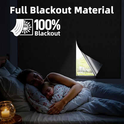 Magnetic Blackout Window Cover, 72" x 58" Portable Blackout Curtains for Bedroom, No Drill Windows Shades & Black Out Blinds, Temporary Black Out Shades for Window Film Nursery Travel RV - Blacks