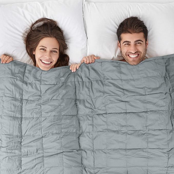Weighted Blanket (Queen Size 60''x80'' 20lbs), 100% Cozy Cotton Heavy Comforter Blanket with Premium Glass Beads for Individual Between 190-240lbs Adult, for Good Rest and Deep Sleep, Use on