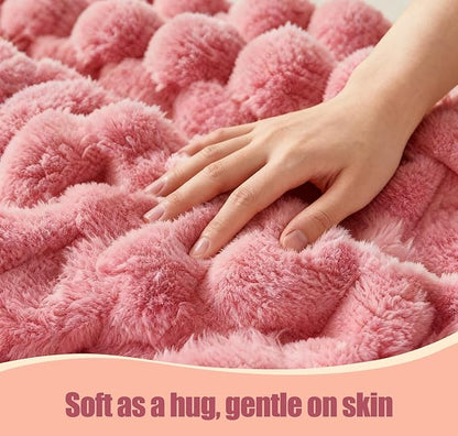Electric Heated Blanket Throw 50" x 60" Soft Ribbed Faux Fur Flannel Fast Heating 12 Heat Levels 1–12H Timer & Overheat Protection & Auto Shut-Off & ETL FCC & Machine Washable Heated Throw