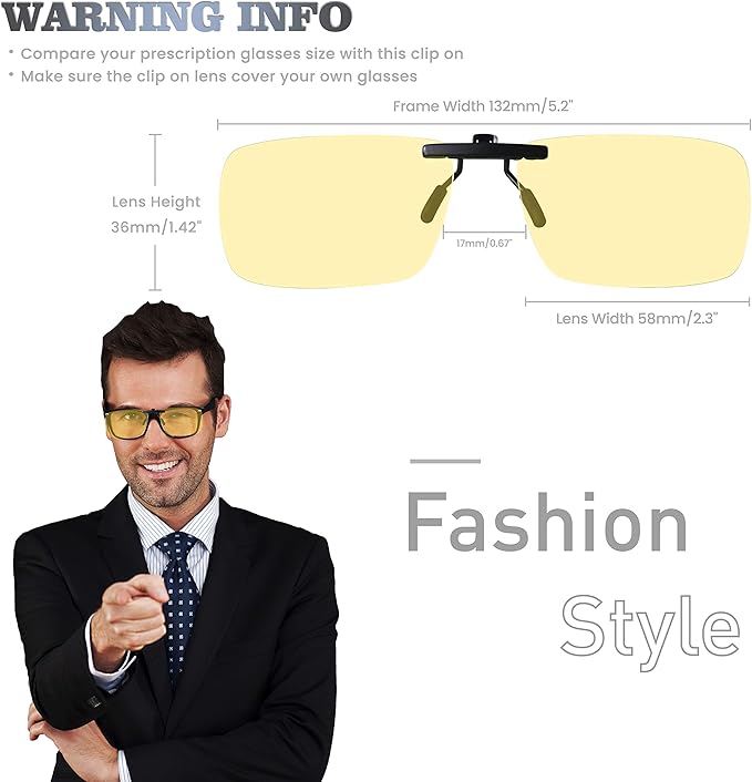 JASHIKA Clip on Blue Light Blocking Computer Gaming Glasses, Anti Blue Ray Video/TV Lenses for Men and Women,UV Blocking Anti Eye Strain Fatigue Dry Eyes Relief Unisex Reading Eyewear