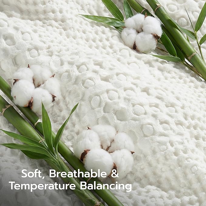 Joiedomi Waffle Baby Blanket - Soft White Baby Blanket, Breathable Turkish Cotton of Rayon Derived from Bamboo for Boys and Girls, Luxuries Throw for Bed, Couch and Sofa
