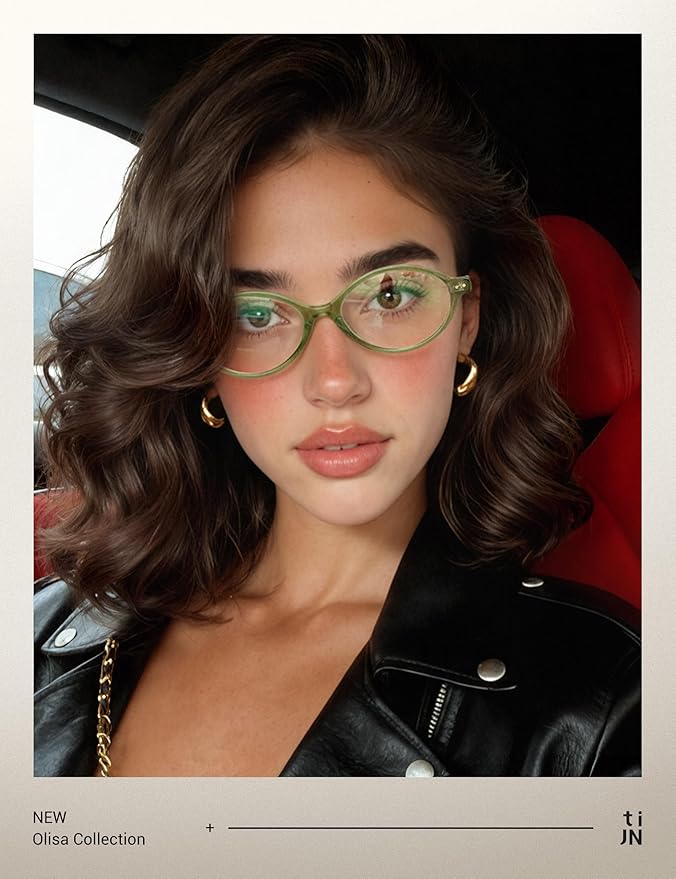 TIJN Olisa Blue Light Blocking Glasses for Women Men,Oval Glasses Frame Bluelight Glasses for Gaming/Computer/Screen