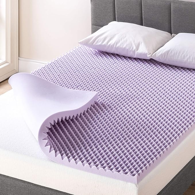 Best Price Mattress 2 Inch Egg Crate Memory Foam Mattress Topper with Soothing Lavender Infusion, CertiPUR-US Certified, Dorm Essentials, Twin