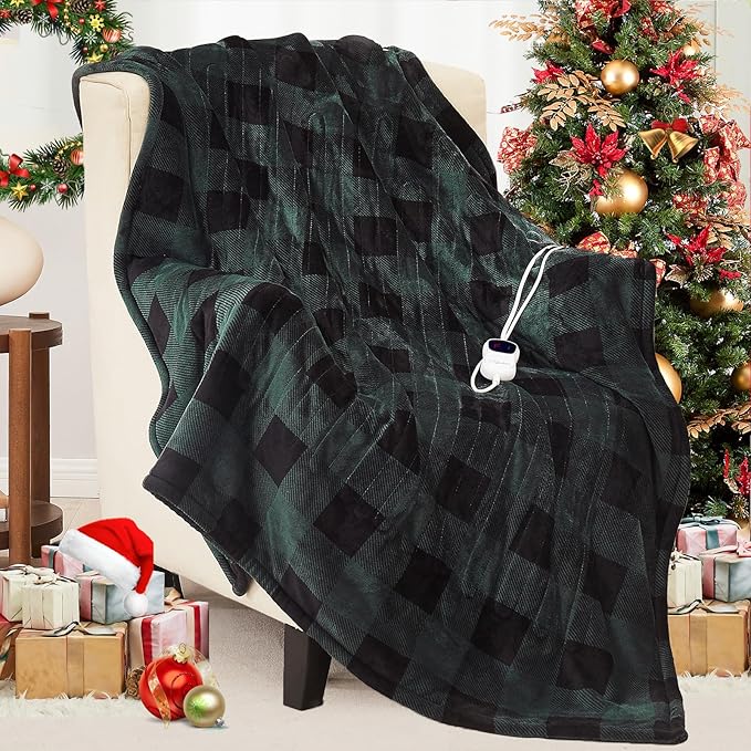 HomeMate Electric Blanket Heated Full Size - 72“x84“ Ultra Soft Cozy Flannel Heating Blanket with 10 Fast Heat Levels 8 Hours Auto Off Over-Heated Protection ETL Certification Keep Warm in Home Office