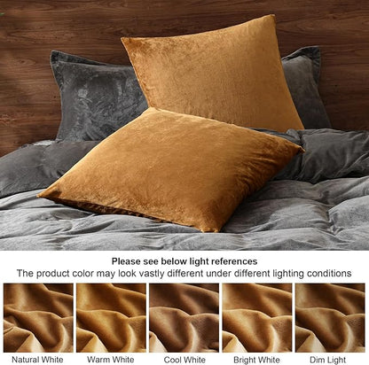 PHF Super Soft Velvet Throw Pillow Covers, 24"x24", No Insert, 2 Pack Color Gradient Cushion Covers, Ultra Soft Cozy Square Shell for Home Decorative, No Shedding, No Pilling, Brownish Camel