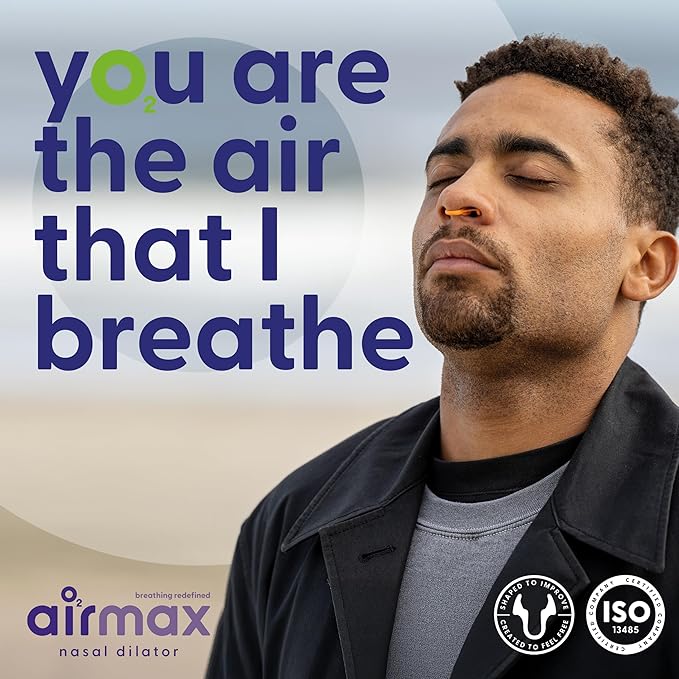 AIRMAX Nasal Dilator for Breathing - 76% More Airflow - Anti snoring Devices - Nostril Opener - Congestion Relief and snoring Solution - 1x Medium Orange