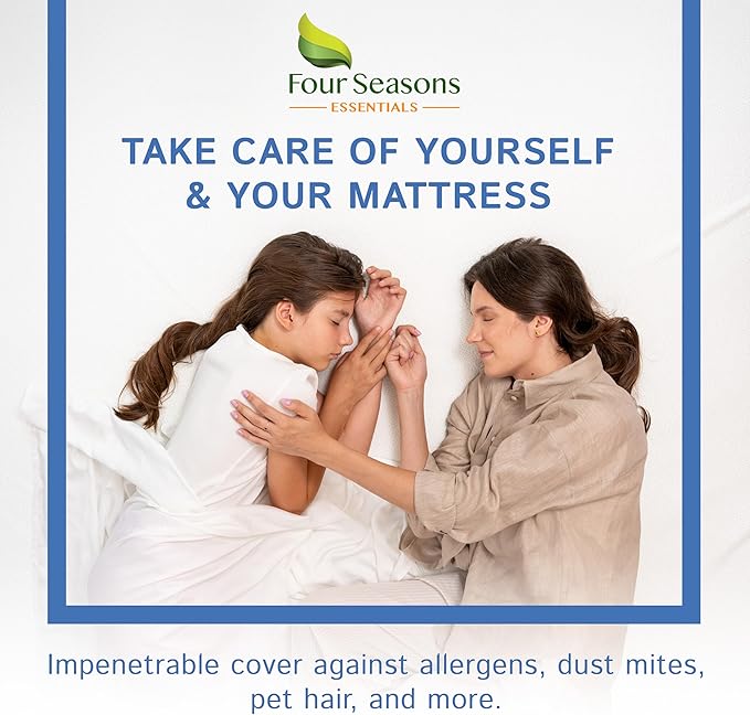 Full Size Mattress or Box Spring Encasement (8"-11" Depth) Waterproof Zippered Protector Hypoallergenic Premium Bedbug Double Size Bed Cover Protects from Dust White