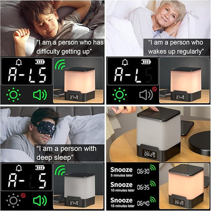 winshine Alarm Clock for Bedroom, RGB Night Light Bluetooth Speaker with Music Rhythms, Wake-up Alarm Clock with Sound and Light, 12 or 24 Hr AutoOff Touch Control, Gift for Teens Girls or Boys, Black