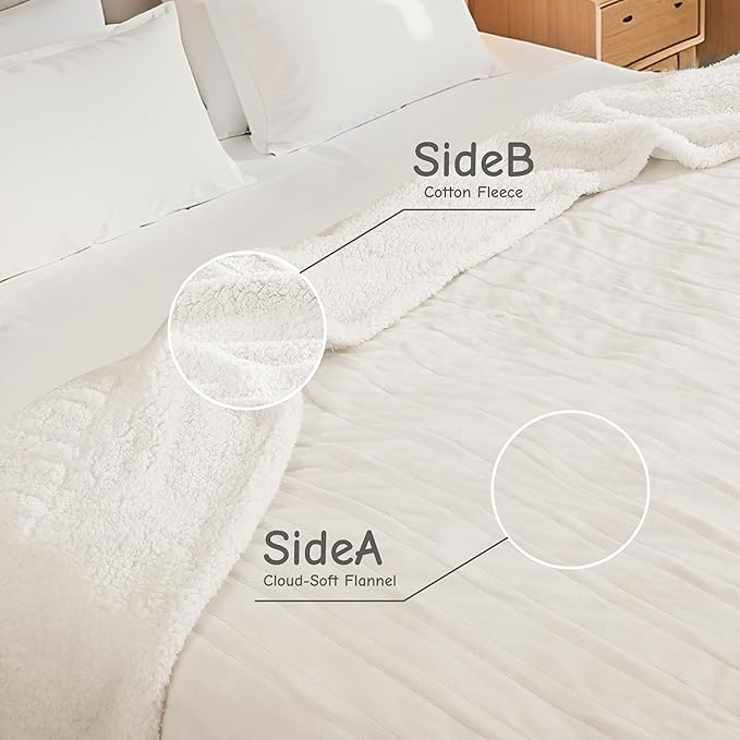 Soypipo Electric Heated Blanket Throw 50"x60", Warm & Lightweight Heated Blanket with 4 Heat Settings, 3-Hour Auto Shut-Off & Overheat Protection, Winter Comfort, Cream