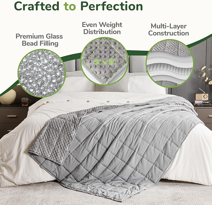 Sivio Weighted Blankets for Adults, Soft Minky Heavy Blanket for Calm Sleeping, King Size Breathable Weighted Throw Blanket for Men and Women, Grey, 80 x 87in, 15lbs