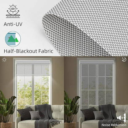 SmartWings Motorized Roller Shades 5% Openness Without Privacy Custom Size, Rechargeable Battery, Works with Matter/Apple HomeKit, Alexa, Thread/Zigbee, Remote Optional, 5% Openness White Grey