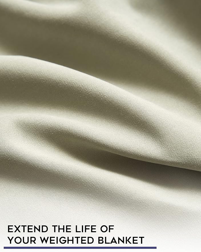 YnM Cotton/Polyester Duvet Cover for Weighted Blankets (Avocado/White Reversible, 48''x72'')