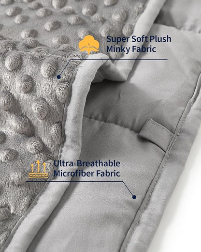 Mr. Sandman Weighted Lap Blanket 2LBS 20 x 30 Inches, Minky Dots Heavy Blanket with Glass Beads, Soft and Cooling for School and Home, Grey