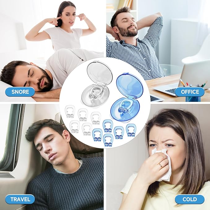 Anti Snoring Device-Magnetic Anti Snore Nose Clip,Silicone Stop Snoring Solution,Reusable Sleep Aid,Snore Stopper,Nasal Snore Clip for Better Sleep (Blue+White)