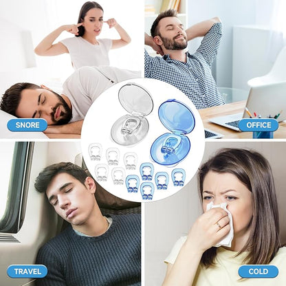 Anti Snoring Device-Magnetic Anti Snore Nose Clip,Silicone Stop Snoring Solution,Reusable Sleep Aid,Snore Stopper,Nasal Snore Clip for Better Sleep (Blue+White)